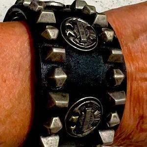 Woman’s Harley - Davidson  Wide Black Leather Cuff Bracelet